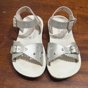 Charming Silver Heart Kids Sandals